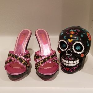 Betsey Johnson Pink Metallic and Leopard Sandals